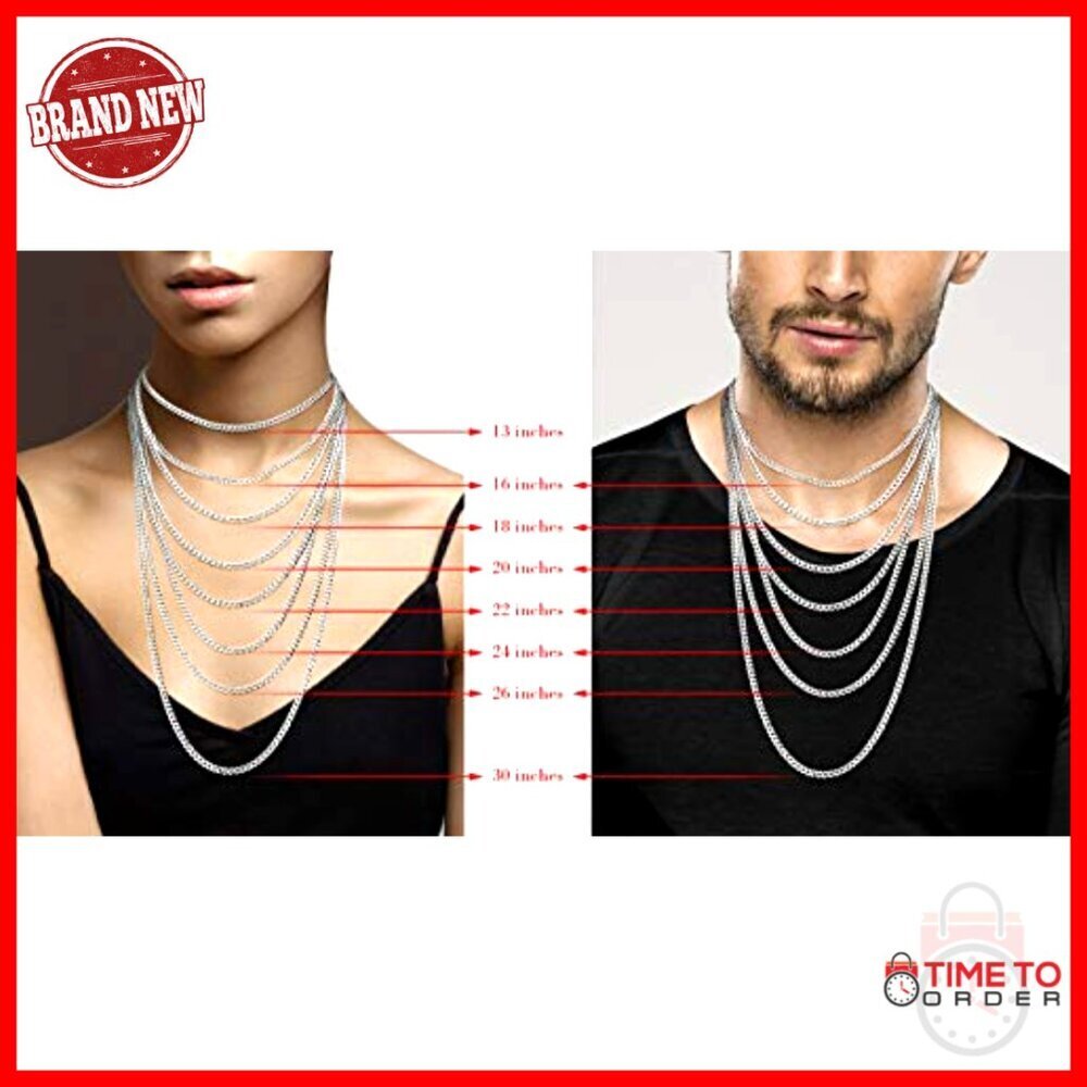3.5mm Diamond Cut Cuban Link Chain Necklace 24 Inch Sterling Silver - Picture 6 of 7